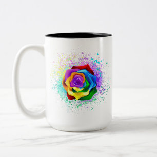 Colourful Rainbow Rose Two-Tone Coffee Mug
