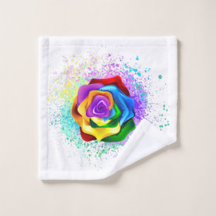 Colourful Rainbow Rose Wash Cloth