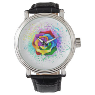 Colourful Rainbow Rose Watch
