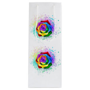 Colourful Rainbow Rose Wine Gift Bag