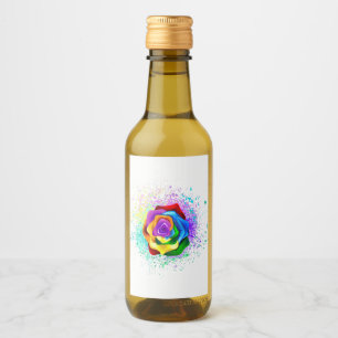 Colourful Rainbow Rose Wine Label
