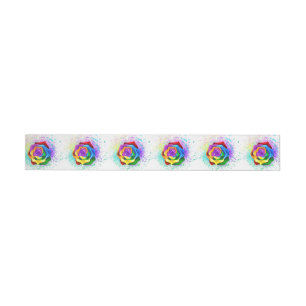 Colourful Rainbow Rose Wrap Around Label