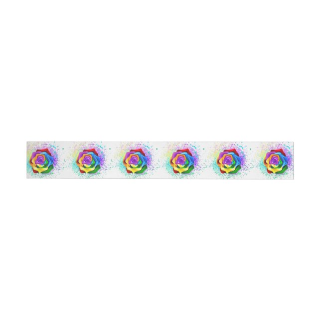 Colourful Rainbow Rose Wraparound Address Label (Individual)
