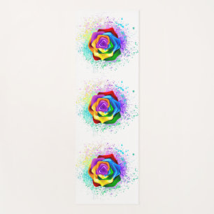 Colourful Rainbow Rose Yoga Mat