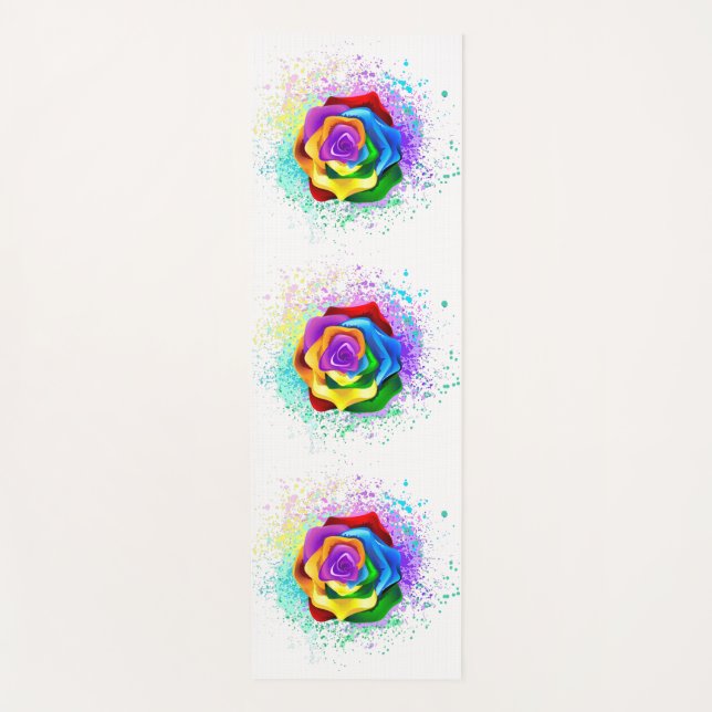 Colourful Rainbow Rose Yoga Mat (Front)