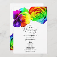 Colourful Rainbow Roses Bold Floral White Wedding