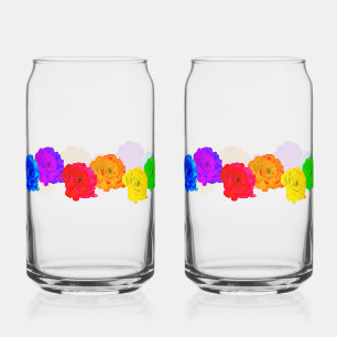 Colourful Rainbow Roses Can Glass