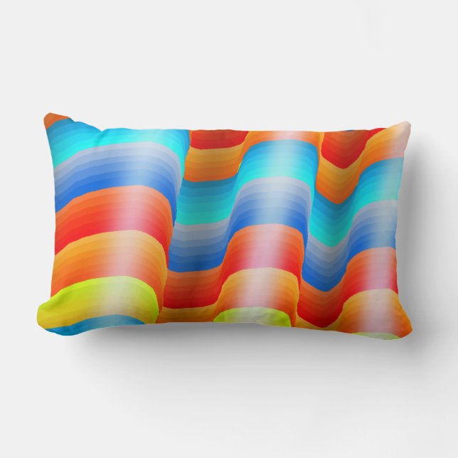 Colourful Rainbow Sarape Lumbar Cushion (Front)