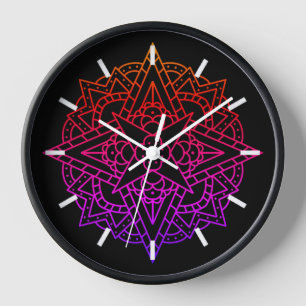 Colourful Rainbow Simple Mandala Clock