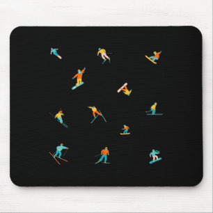 Colourful rainbow skiing crewneck, xmas apres ski mouse mat