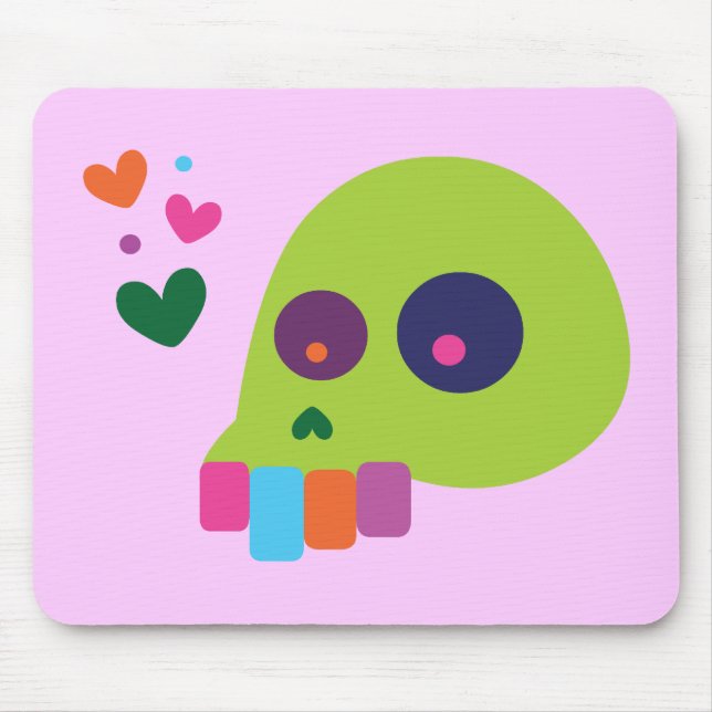 Colourful Rainbow Skull Mouse Mat (Front)