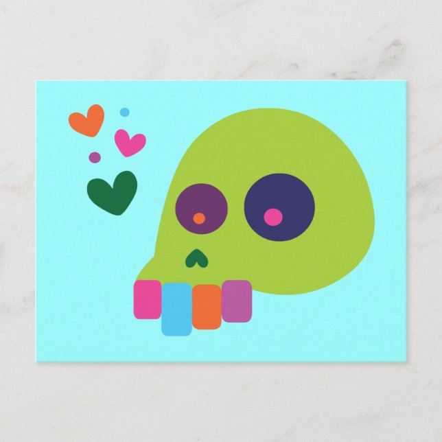 Colourful Rainbow Skull Postcard (Front)