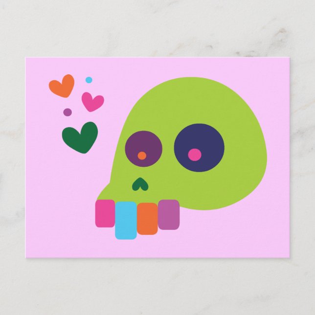 Colourful Rainbow Skull Postcard (Front)