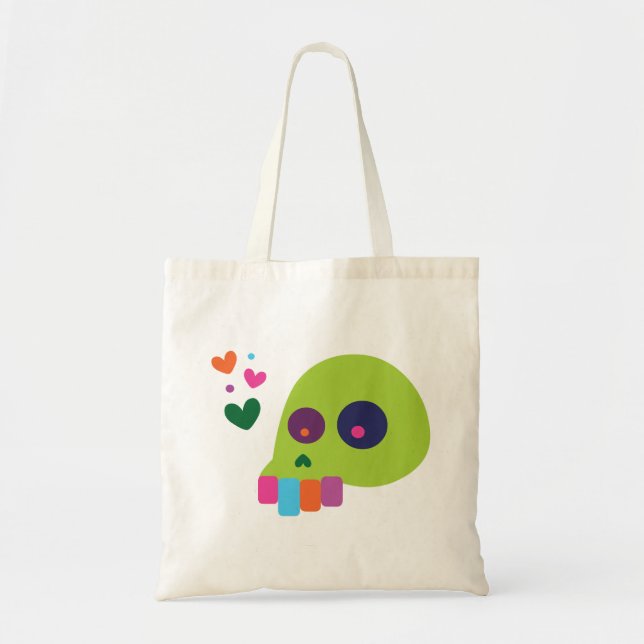 Colourful Rainbow Skull Tote Bag (Front)
