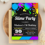Colourful Rainbow Slime Birthday Party Invitation<br><div class="desc">Amaze your guests with this colourful birthday party invitation featuring slime splatters and vibrant typography. Simply add your event details on this easy-to-use template to make it a one-of-a-kind invitation.</div>