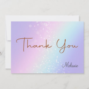 Colourful Rainbow Sparkle Glitter Personalise  Thank You Card