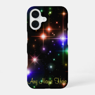 Colourful Rainbow Sparkle Stars Fantasy Night Sky iPhone 16 Case
