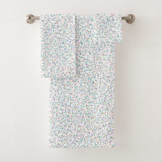 Colourful Rainbow Speckled Dots Bath Towel Set (Insitu)
