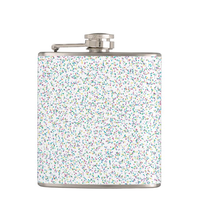 Colourful Rainbow Speckled Dots Hip Flask (Front)