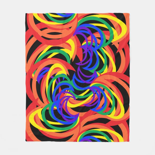 Colourful Rainbow Spiral Abstract Fleece Blanket (Front)