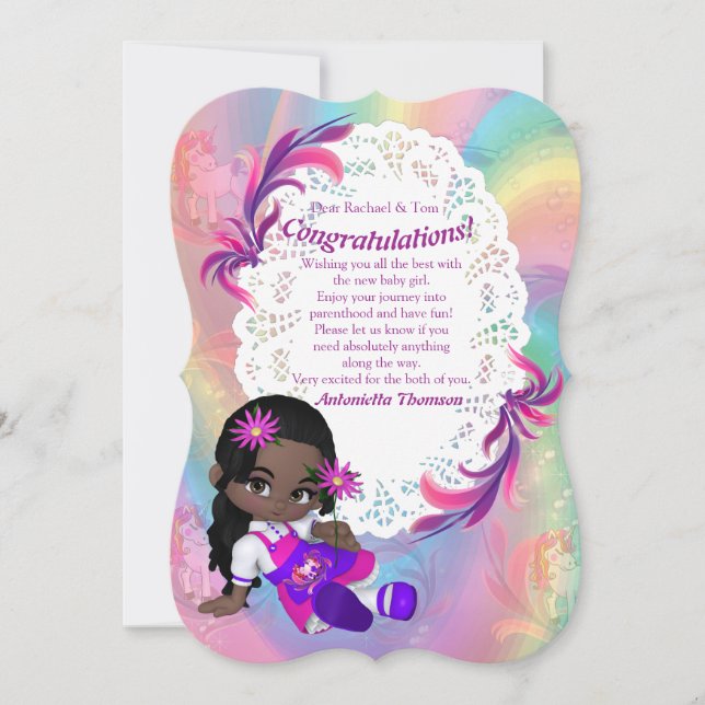 Colourful Rainbow Spirals Baby Shower Congrats car Invitation (Front)