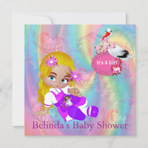Colourful Rainbow Spirals Baby Shower Invitation