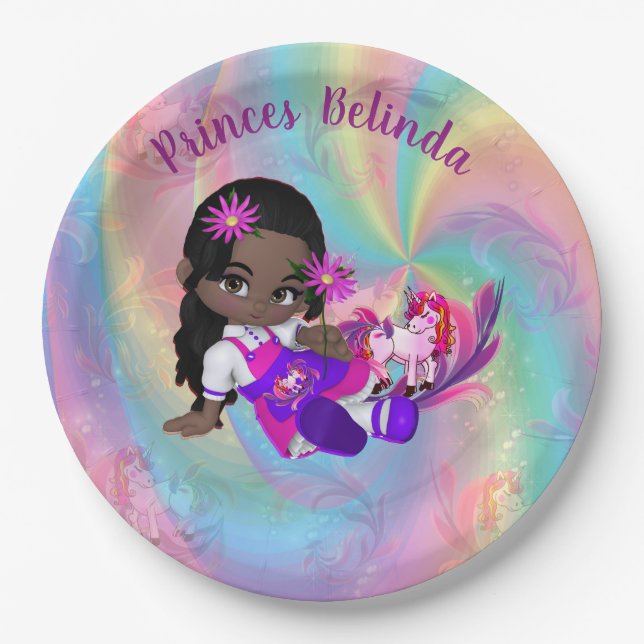 Colourful Rainbow Spirals Cutie Pie's Baby Shower Paper Plate (Front)