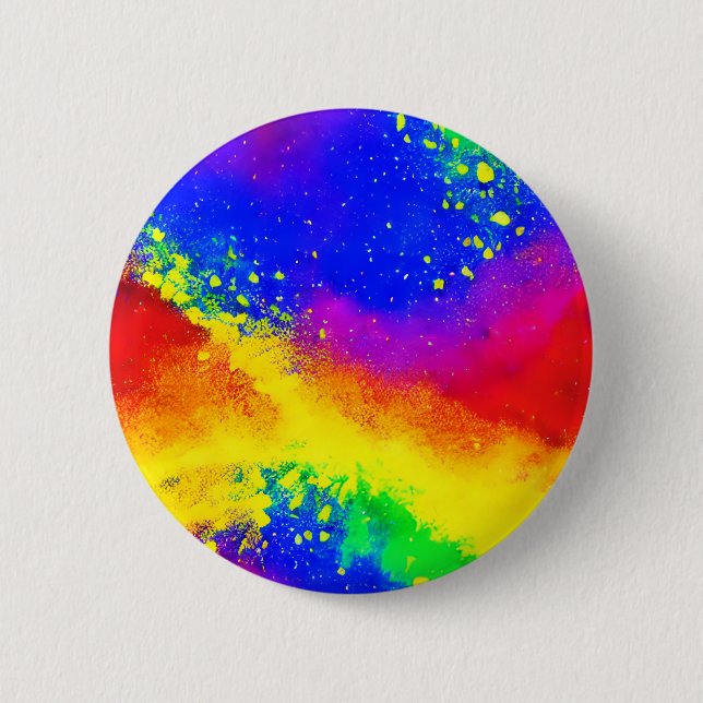 Colourful Rainbow Splattered Paint Pattern  6 Cm Round Badge (Front)