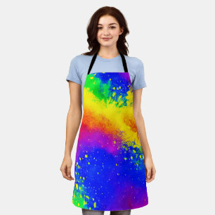 Colourful Rainbow Splattered Paint Pattern  Apron