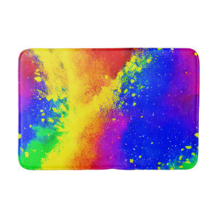 Colourful Rainbow Splattered Paint Pattern   Bath Mat