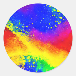 Colourful Rainbow Splattered Paint Pattern Classic Round Sticker