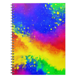 Colourful Rainbow Splattered Paint Pattern Notebook