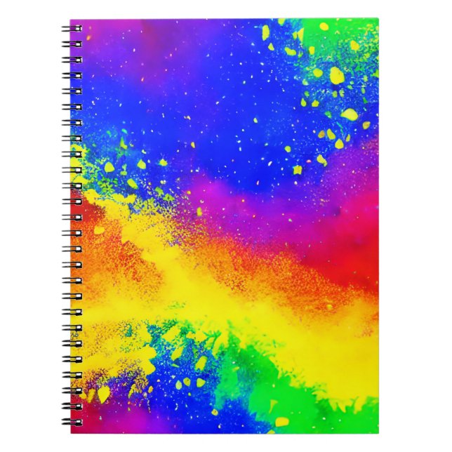 Colourful Rainbow Splattered Paint Pattern   Notebook (Front)