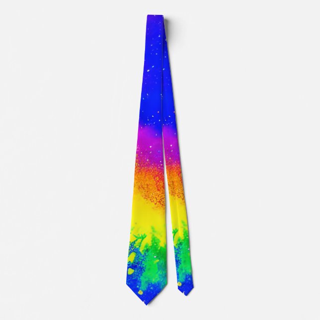 Colourful Rainbow Splattered Paint Pattern  Tie (Front)