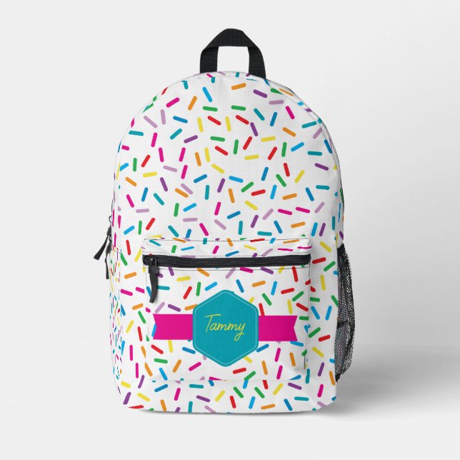 Colourful Rainbow Sprinkles Back to School Printed Backpack (Front)