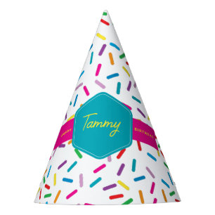 Colourful Rainbow Sprinkles Birthday Party Party Hat