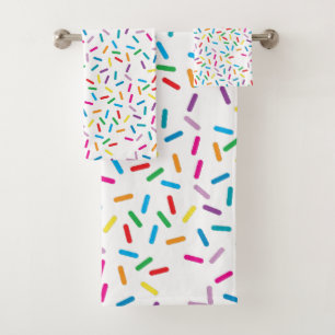 Colourful Rainbow Sprinkles Pattern Bath Towel Set