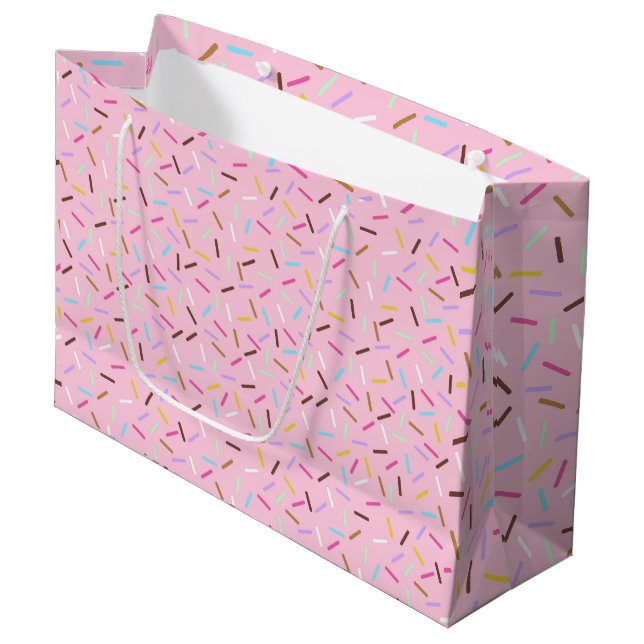 Colourful Rainbow Sprinkles Pattern Large Gift Bag (Front Angled)