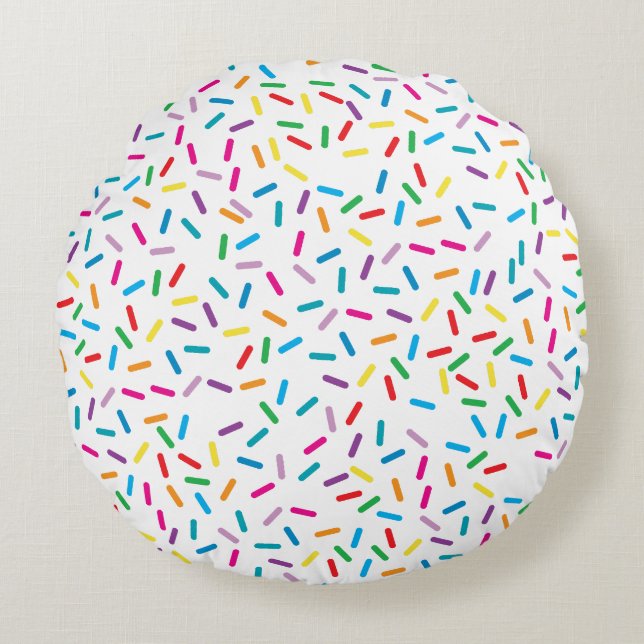 Colourful Rainbow Sprinkles Pattern Round Cushion (Front)