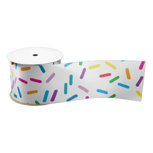 Colourful Rainbow Sprinkles Pattern Satin Ribbon