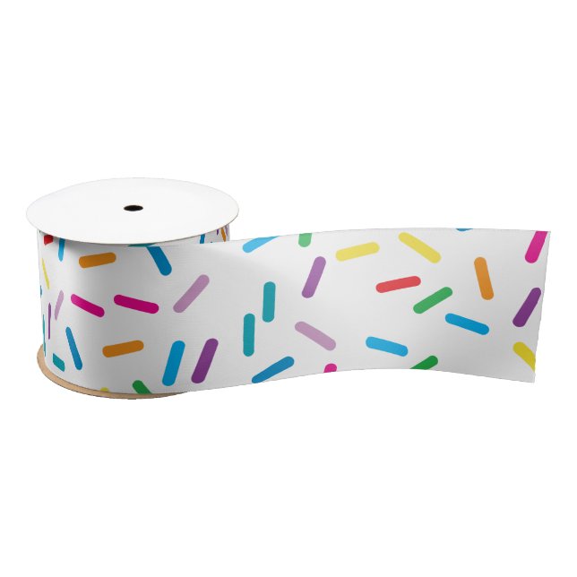 Colourful Rainbow Sprinkles Pattern Satin Ribbon (Spool)
