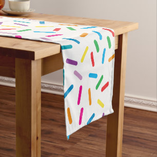 Colourful Rainbow Sprinkles Pattern Short Table Runner
