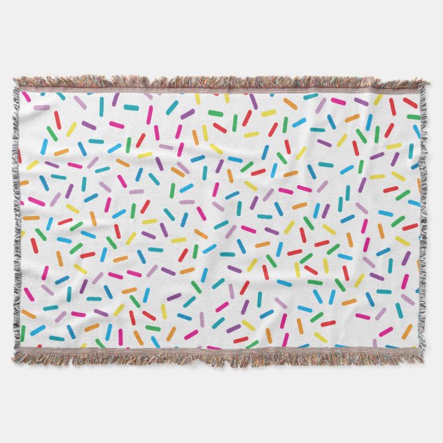 Colourful Rainbow Sprinkles Pattern Throw Blanket (Front)