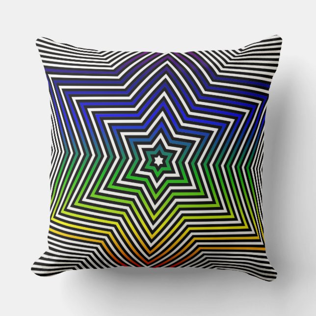 Colourful Rainbow Star Pillow Red Yellow Blue Gree (Front)