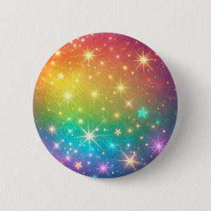 Colourful Rainbow star space 6 Cm Round Badge