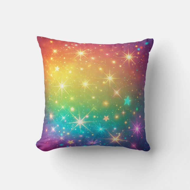 Colourful Rainbow star space Cushion (Front)