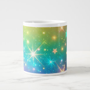 Colourful Rainbow star space Large Coffee Mug