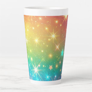 Colourful Rainbow star space Latte Mug