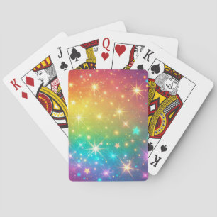 Colourful Rainbow star space Playing Cards