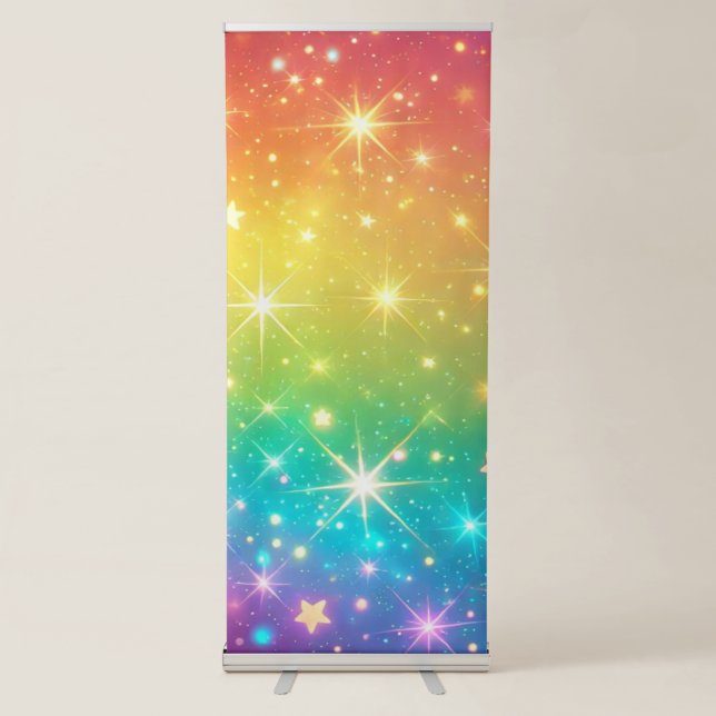 Colourful Rainbow star space Retractable Banner (Front)